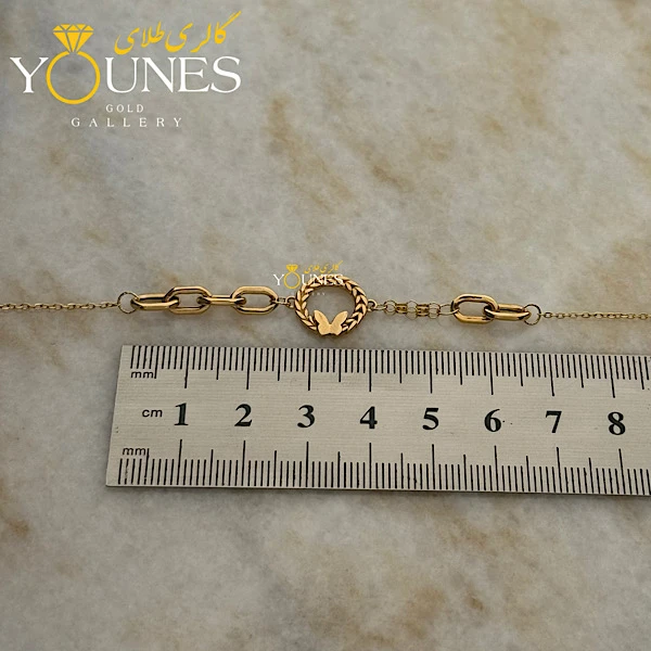 دستبند تمام طلا طرح پروانه زنجیری